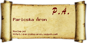 Paricska Áron névjegykártya